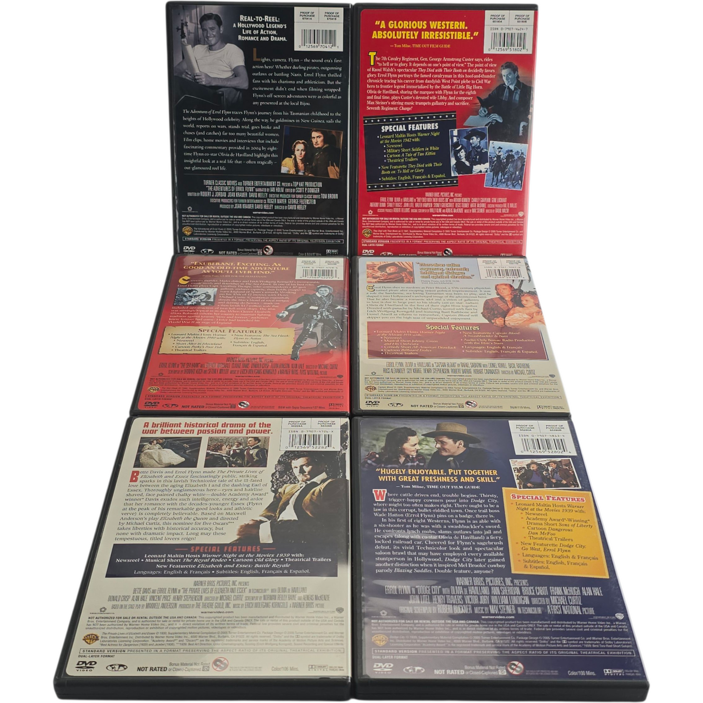 Errol Flynn - Signature Collection DVD 5 Classiques Zone 1 – Import USA