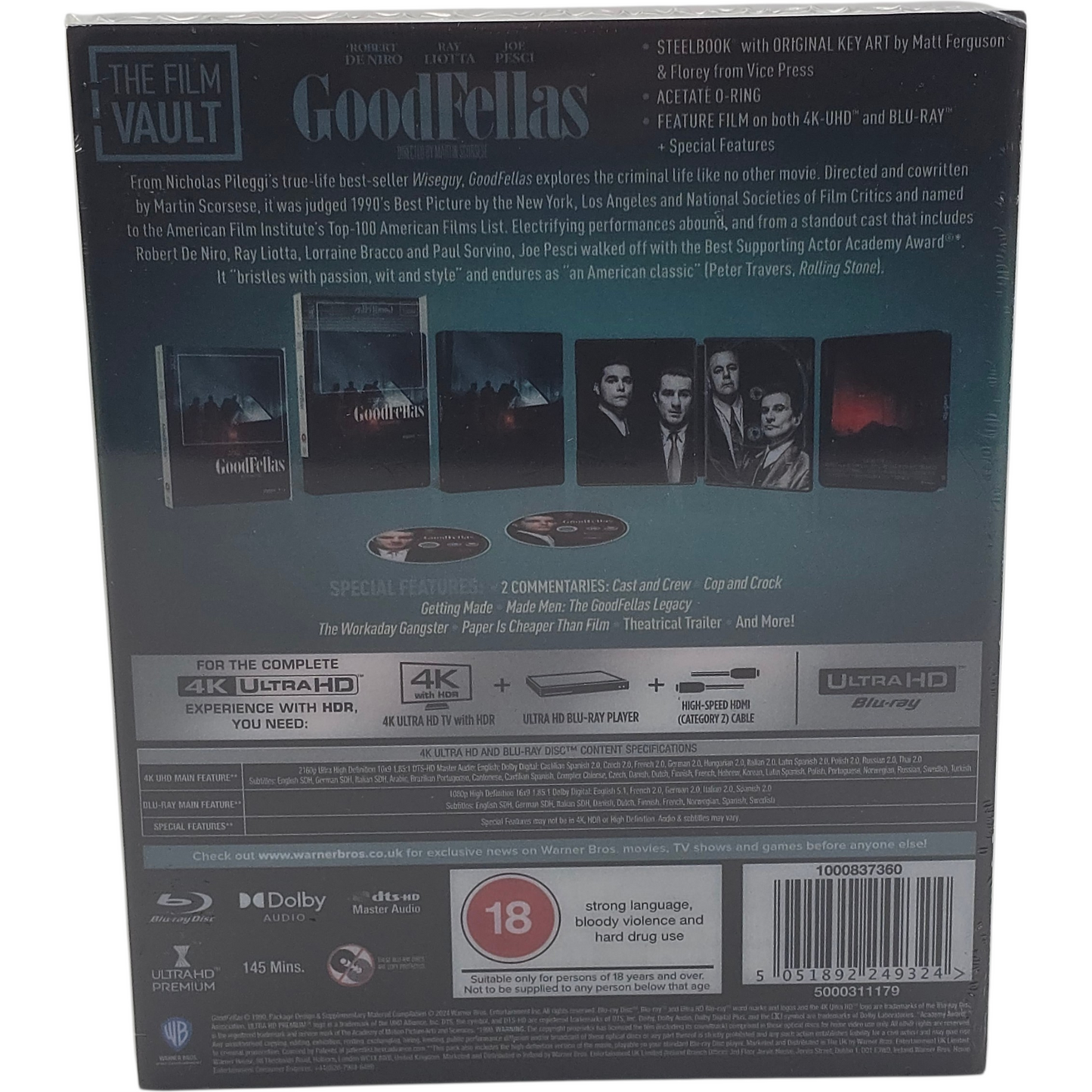 GoodFellas Les Affranchis SteelBook 4K Ultra HD + Blu-ray  the Vault édt Zone B