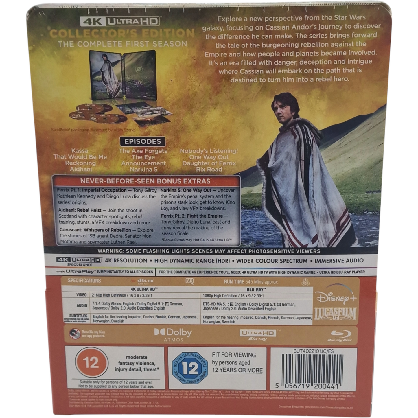 Andor: Saison 1 Complètes SteelBook Embossé 4K Ultra HD + Blu-ray Disney Zone B