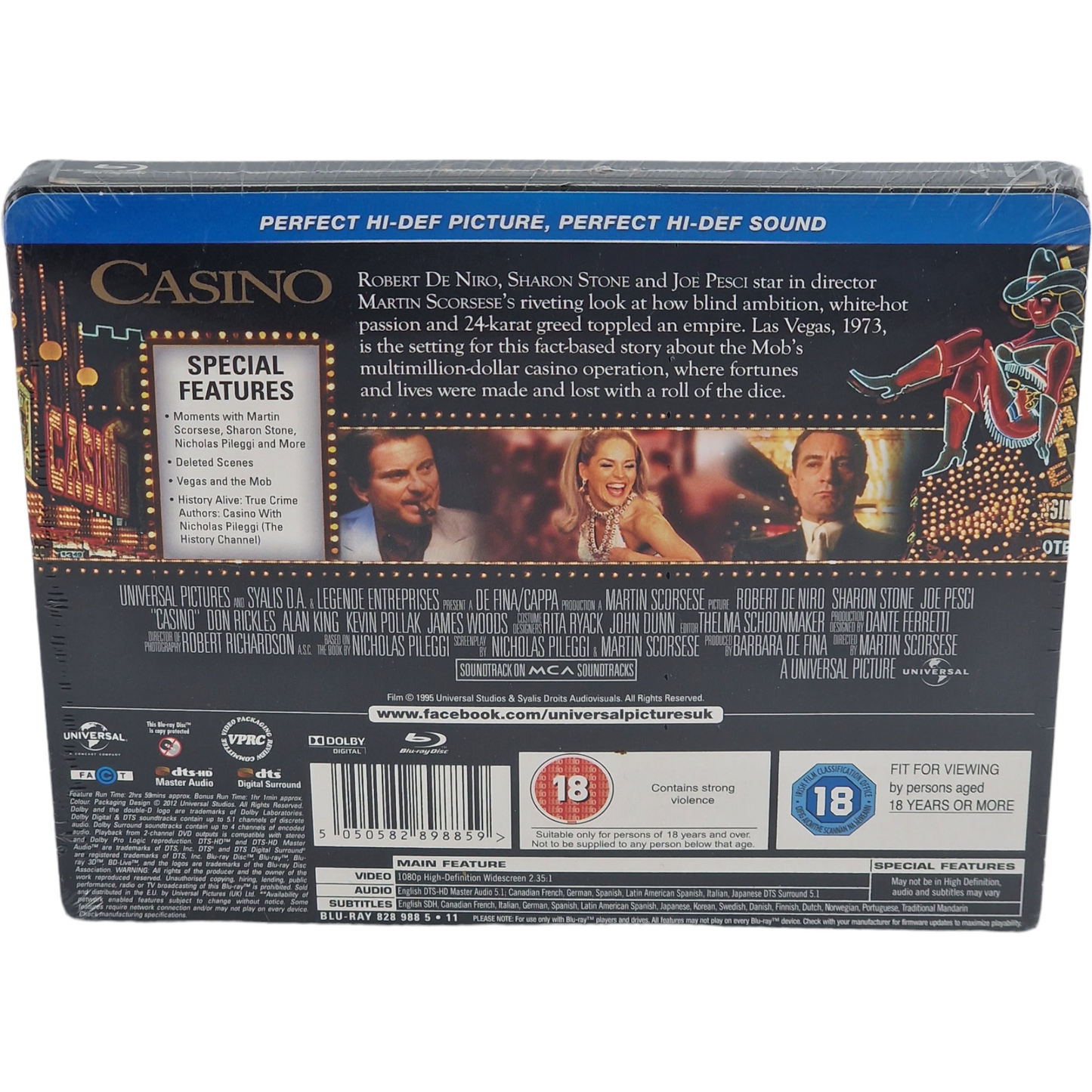 Casino SteelBook Débossé Blu-ray Zavvi Martin Scorsese Robert De Niro Libre[-18]