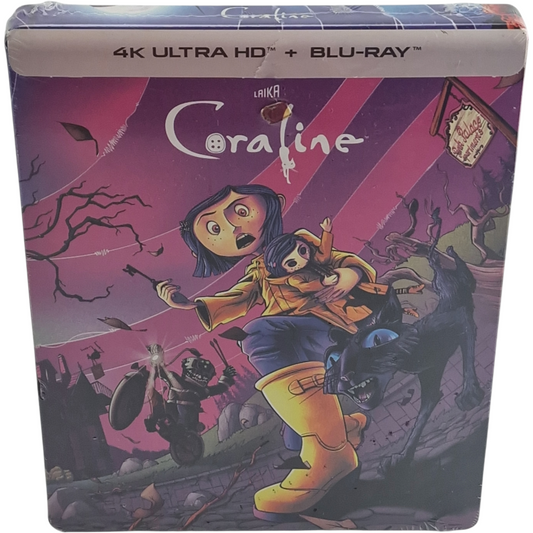 Coraline 2009 Steelbook Blu-ray 4K Ultra HD + Blu-ray Shout Factory 2022 Zone A