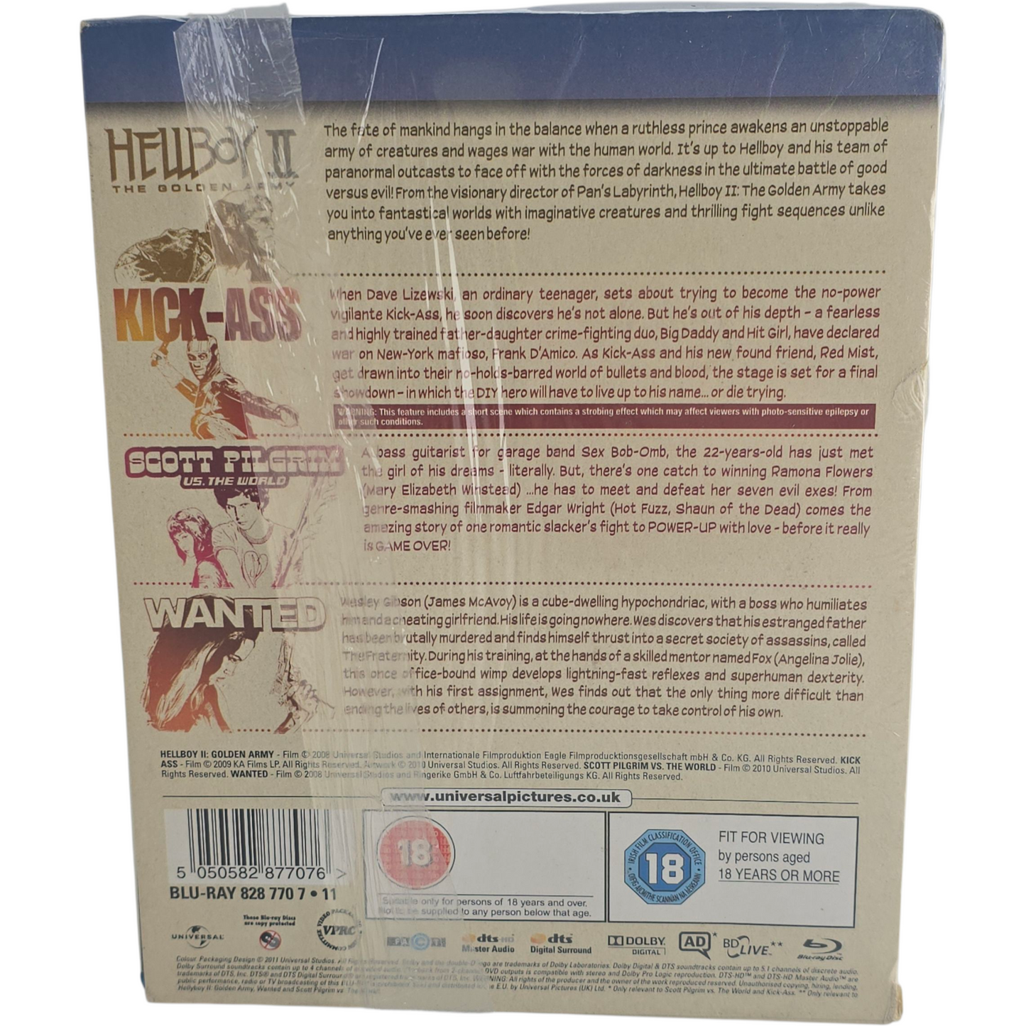 Reel Heroes Box Set Blu-ray Hellboy II + Kick-Ass + Scott Pilgrim + Wanted Zone B