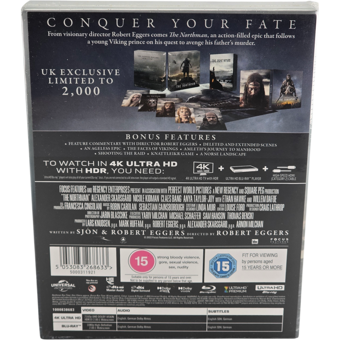 The Northman 4K Ultra HD Steelbook Collector's Edition 2000 Ex Numérotée Zone B