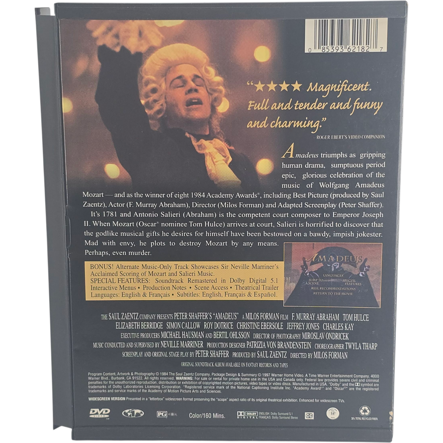 Amadeus DVD Snap Case Theatrical Cut Zone 1 US Import