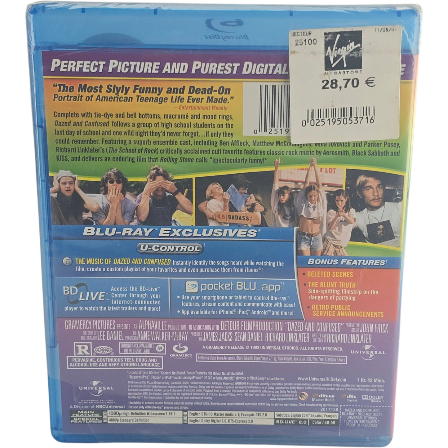 Dazed and Confused 1993 Blu-ray Jason London, Milla Jovovich Zone 1 US Import