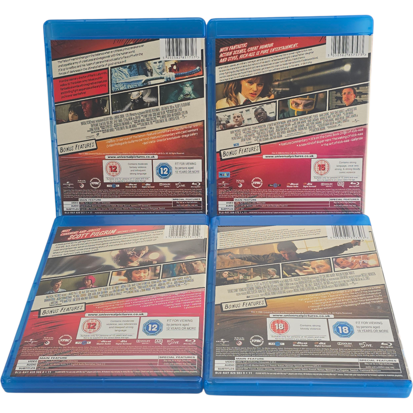 Reel Heroes Box Set Blu-ray Hellboy II + Kick-Ass + Scott Pilgrim + Wanted Zone B