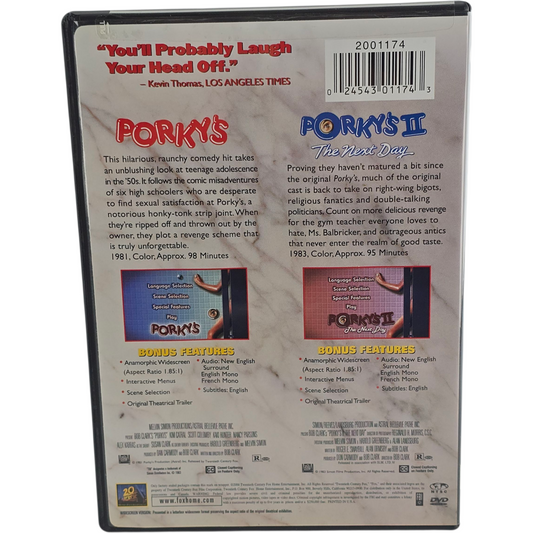 Porky's + Porky's II DVD Double Feature Snap Case – Zone 1 US