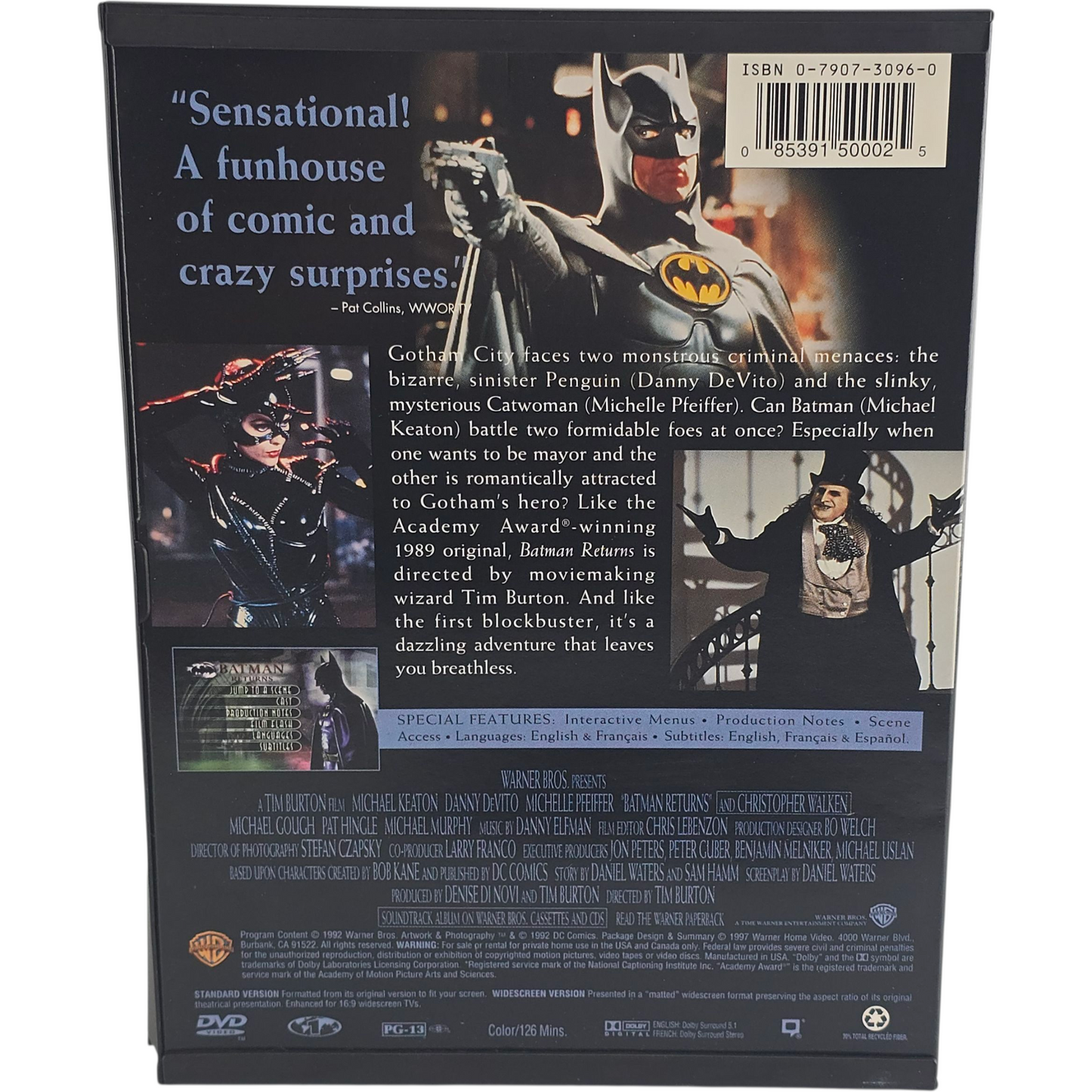 Batman Returns DVD  Snap Case Tim Burton Zone 1 US Import