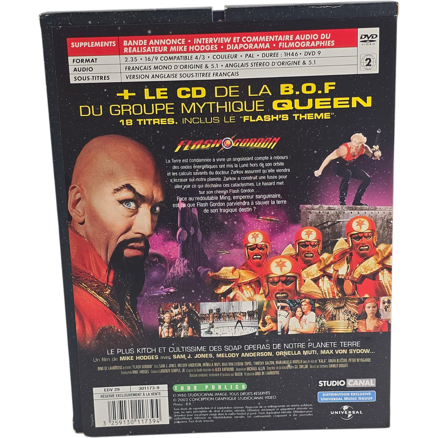 Flash Gordon DVD + CD   Sam J. Jones, Melody Anderson Zone 2