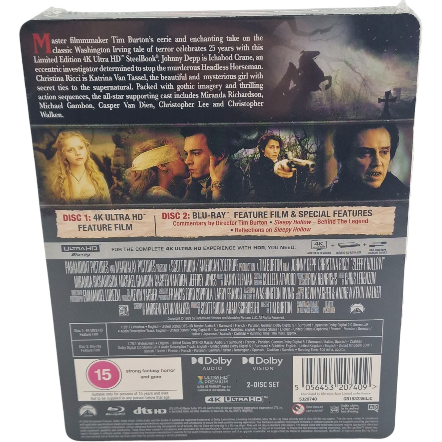 Sleepy Hollow 4K Ultra HD + Blu-ray Steelbook Johnny Depp Tim Burton 2024 Zone B