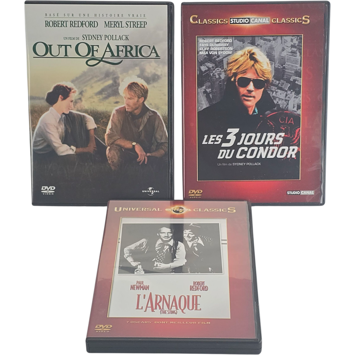 Robert Redford Collection DVD L'arnaque, 3 jours du condor, Out of Africa Region 2