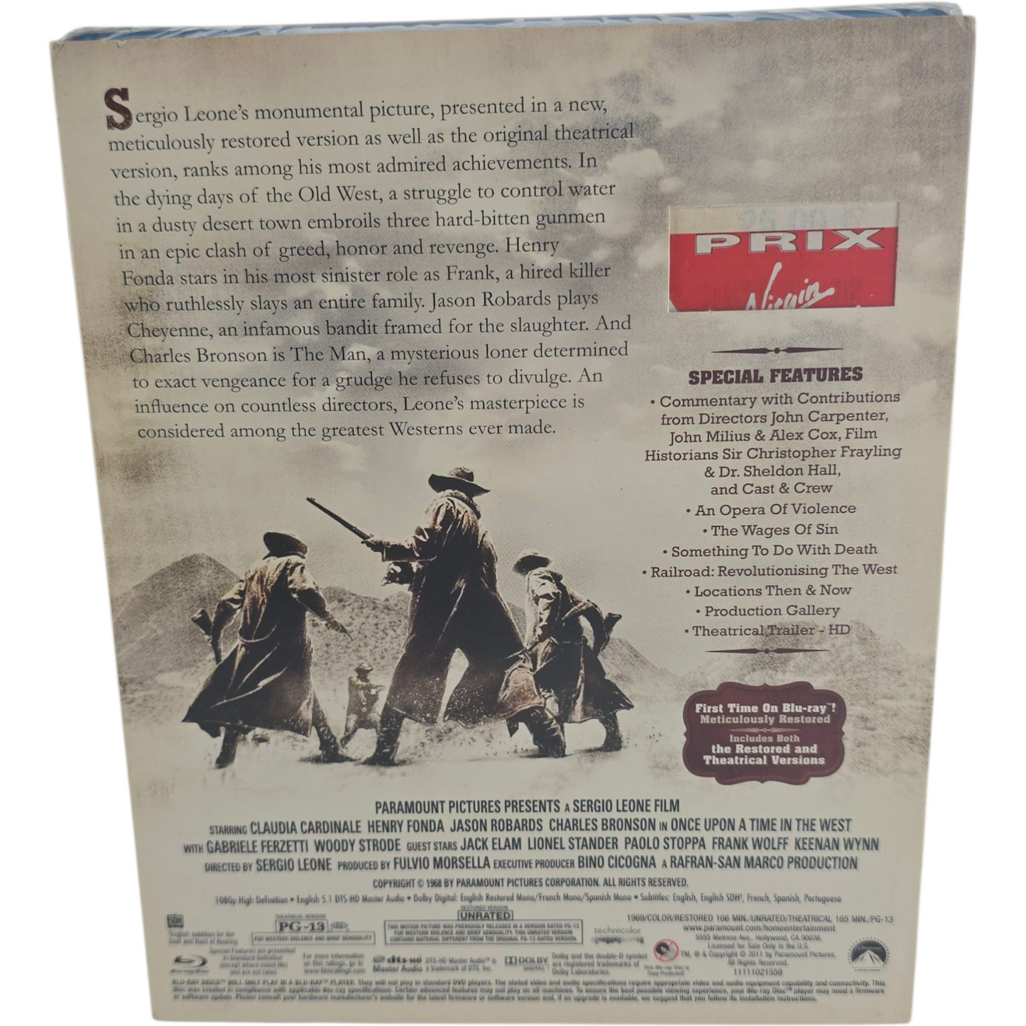 Once Upon a Time in the West Blu-ray Charles Bronson, Claudia Cardinale,Zone 1 US Import