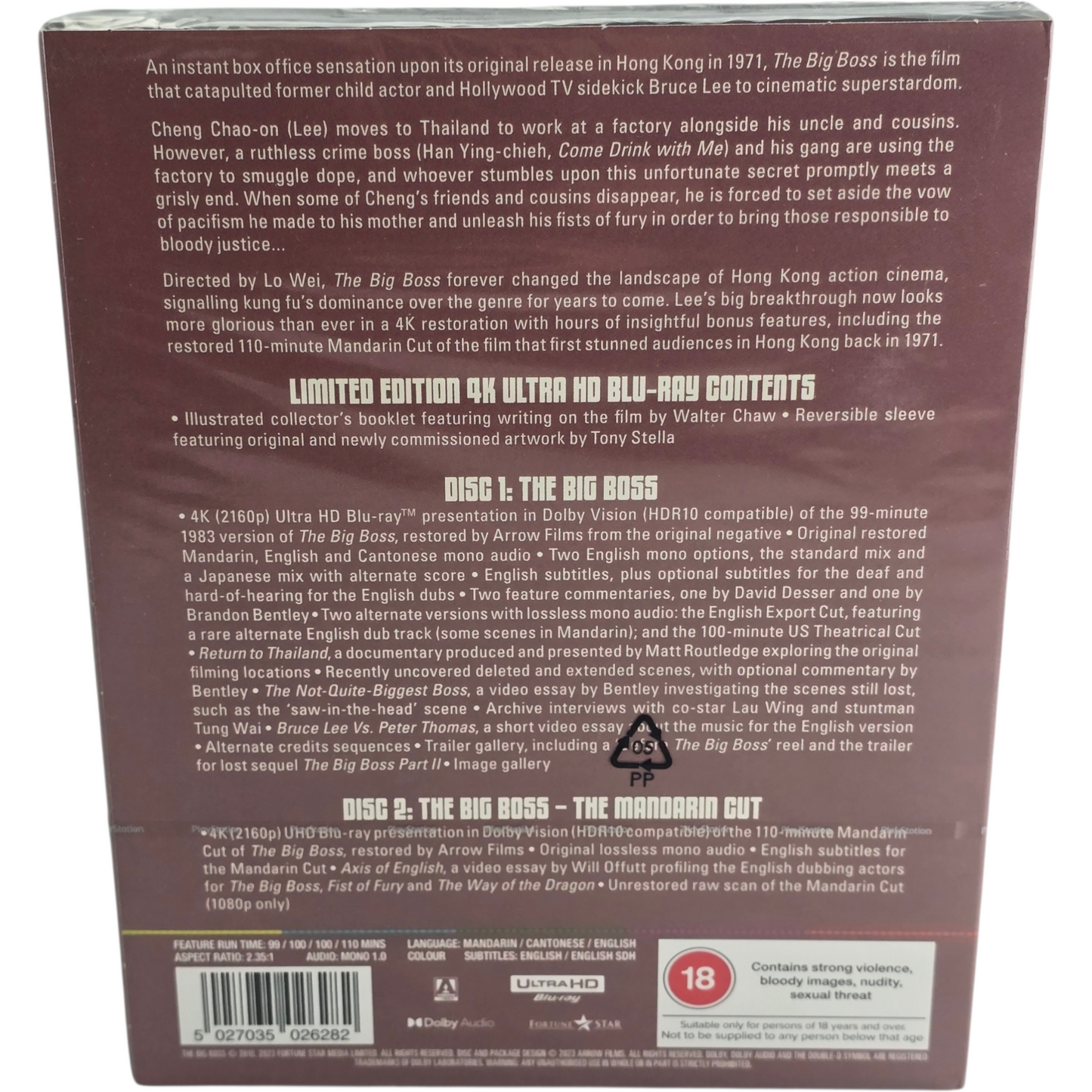 The Big Boss 4K HD +Blu-ray + [étuit]  Bruce Lee Ltd edt Zone Libre [-18]