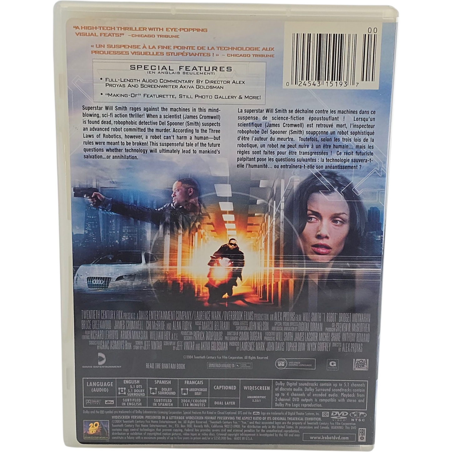 I, Robot DVD Widescreen Editionr  Will Smith 2004 Zone 1 Canada Import
