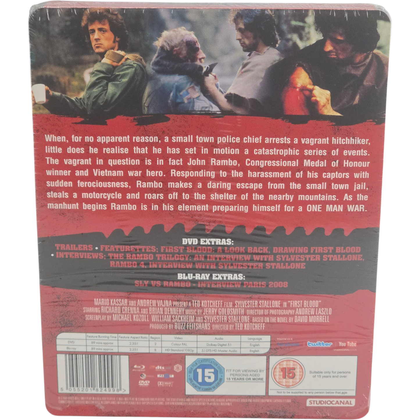 First Blood Rambo I Steelbook Blu-ray + DVD Sylvester Stallone Zone B