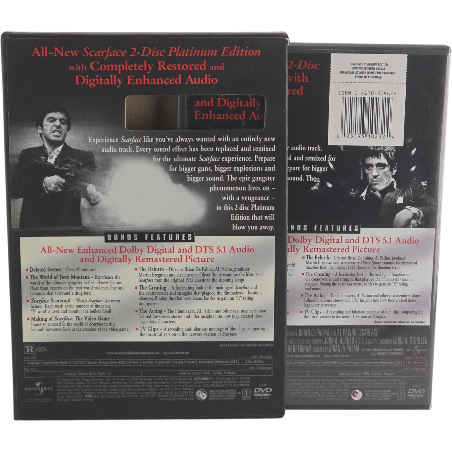 Scarface DVD Platinum Edition Brian De Palma  Al Pacino Zone 1 US Import