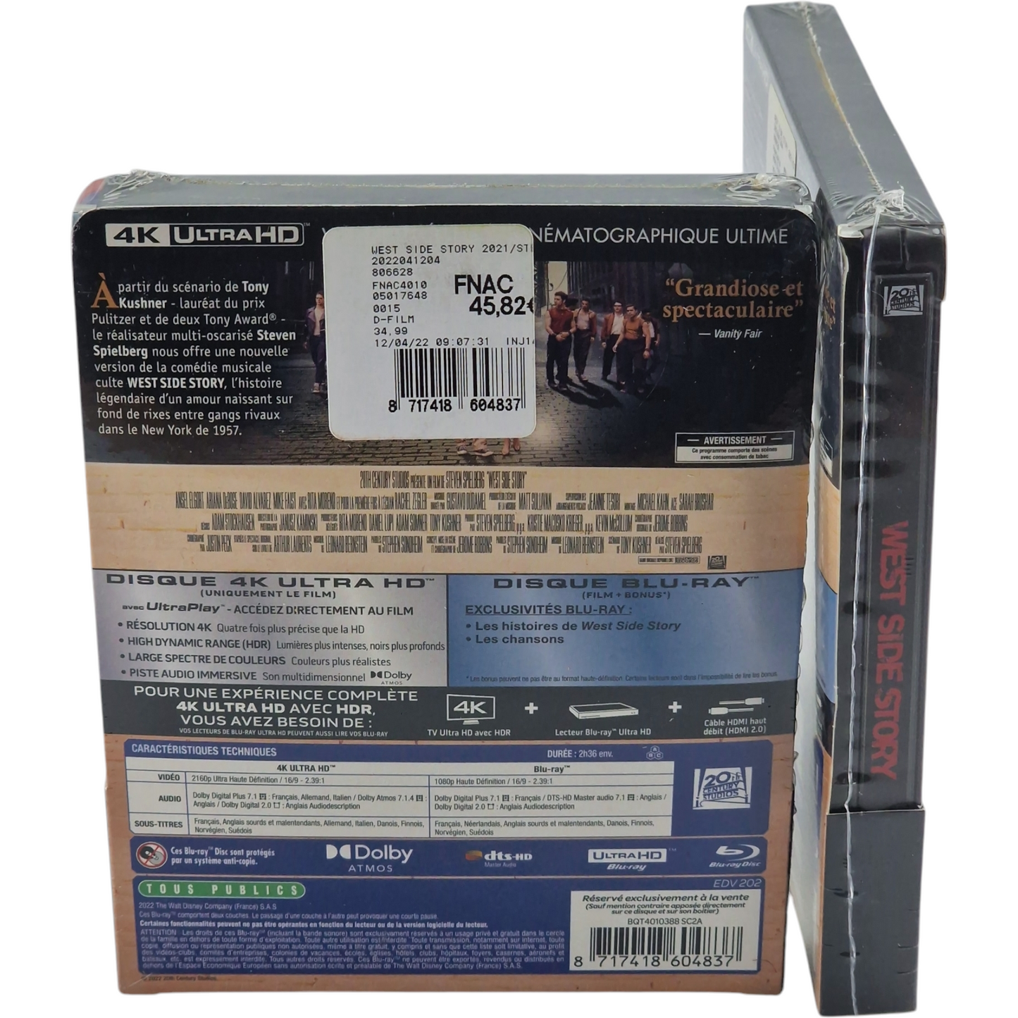 West Side Story 4K Ultra HD +Blu-ray Steelbook + Livret [Fnac ]Spielberg Zone B
