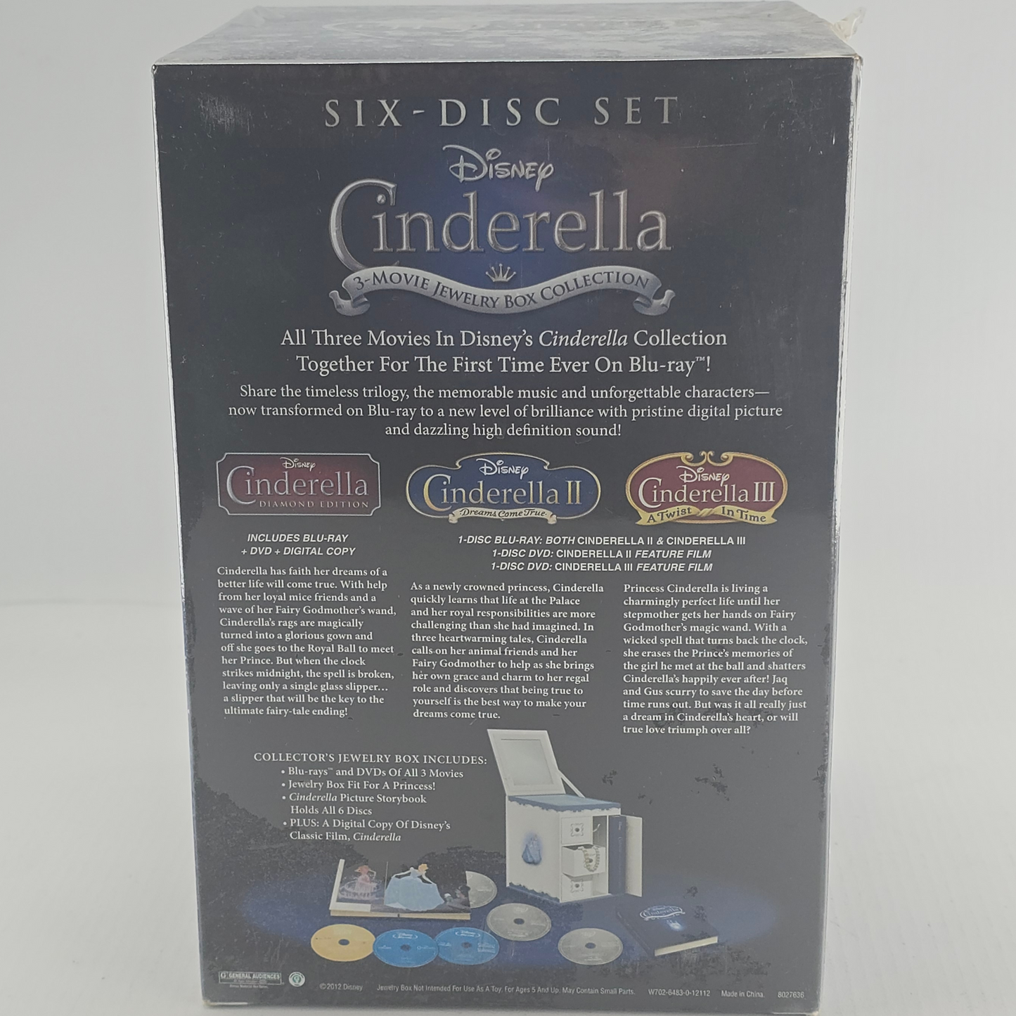 Cinderella Trilogy Blu-ray+ DVD + Jewelry Box Packaging Collector Zone A Disney