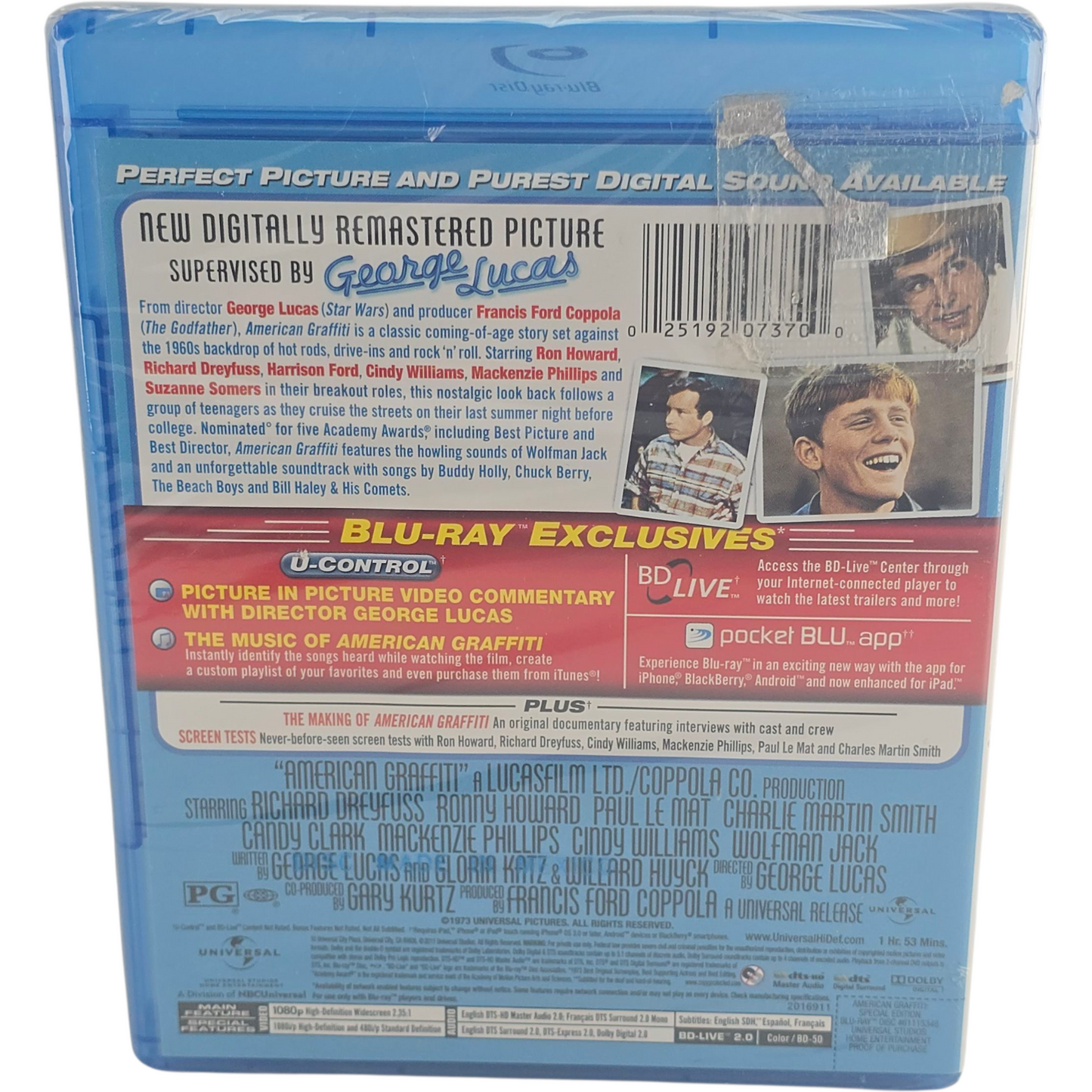 American Graffiti Blu-ray  George Lucas Richard Dreyfuss Zone 1 US Import