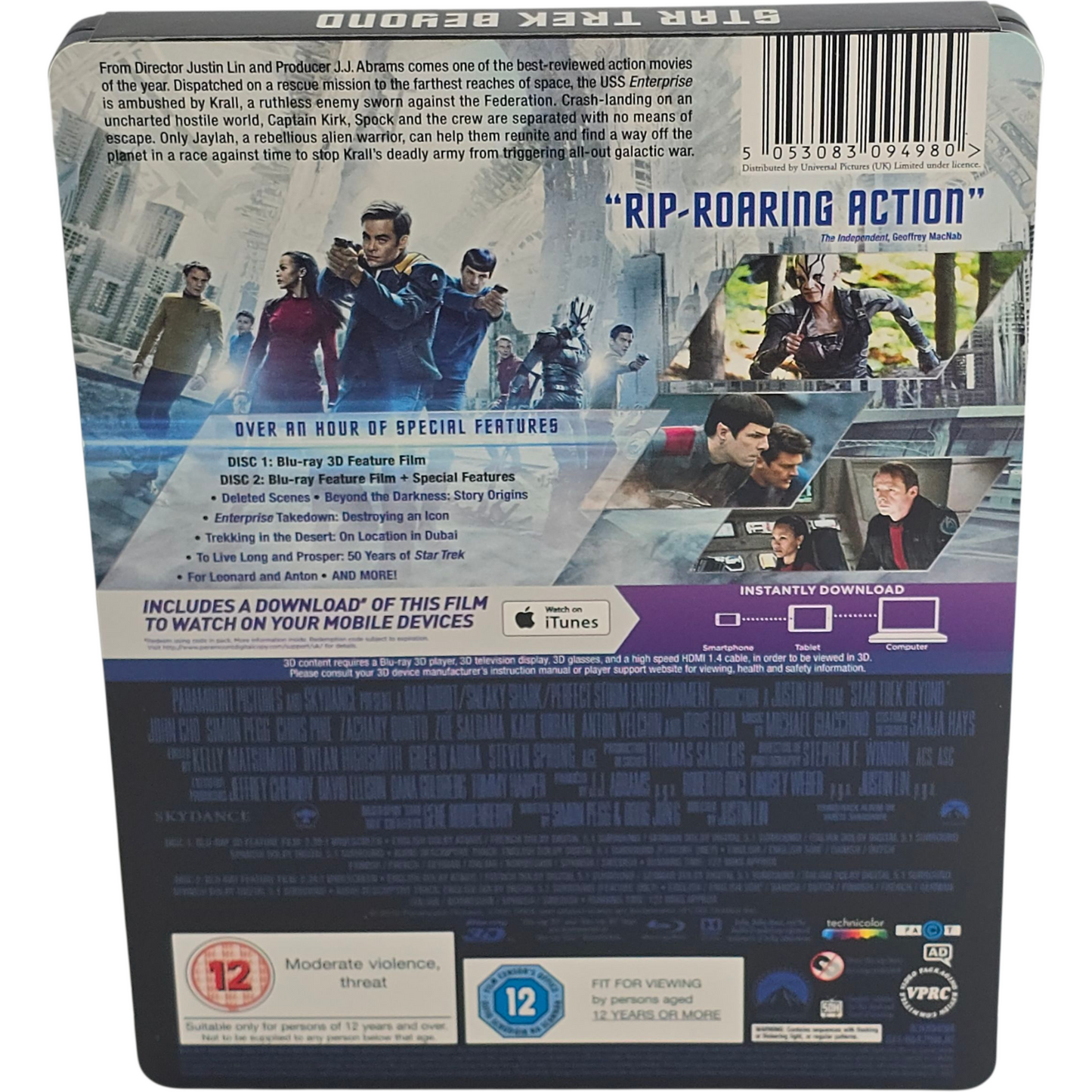 Star Trek Beyond Steelbook Débossé Blu-ray 3D + Blu-ray Chris Pine, Zone B