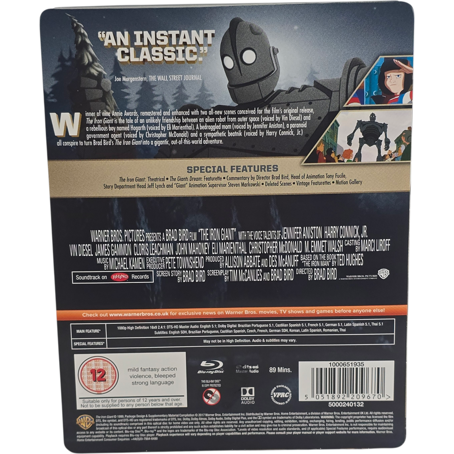 The Iron Giant Steelbook Blu-ray Zavvi Exclusive 2017 Limited Edition Zone B
