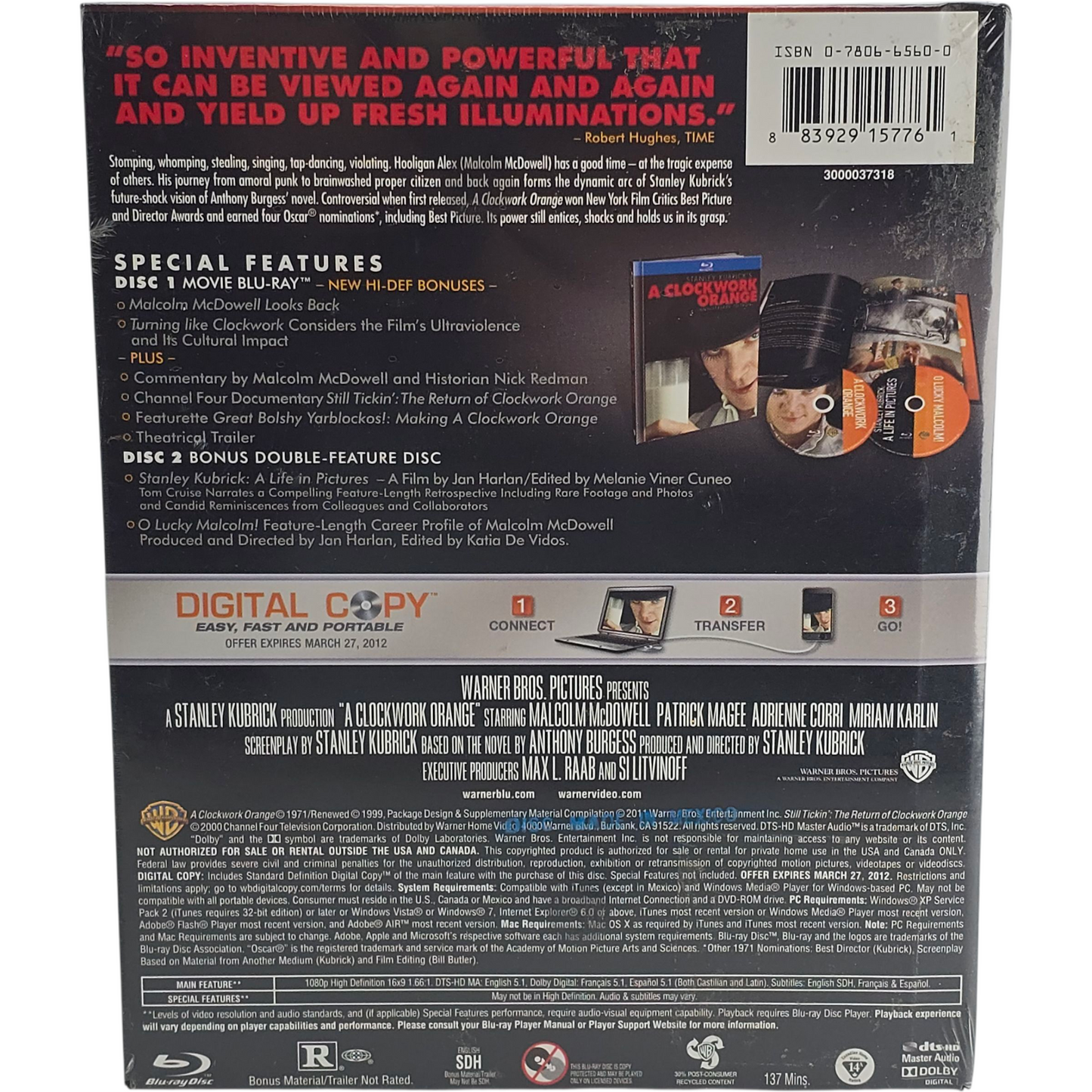 Orange mécanique Blu-ray Digibook 40ème Anniversaire Edit Limitée  Import USA Zone Libre
