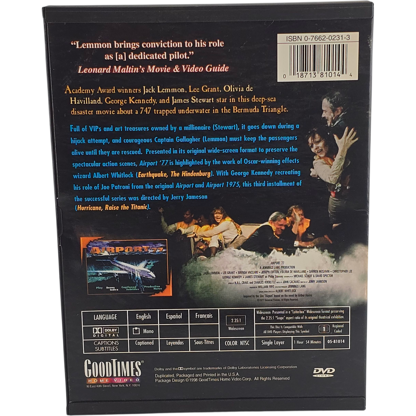 Airport '77 DVD Snap Case  Jack Lemmon, Lee Grant Zone 1 US Import