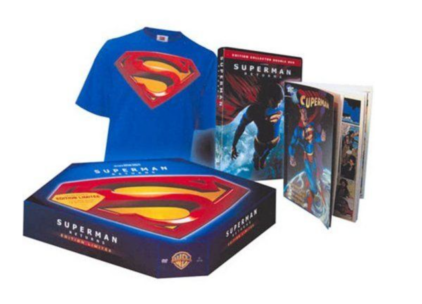 Superman returns 2X DVD Coffret Prestige Edt ltd+ 1 Tee-shirt officiel Superman Zone 2