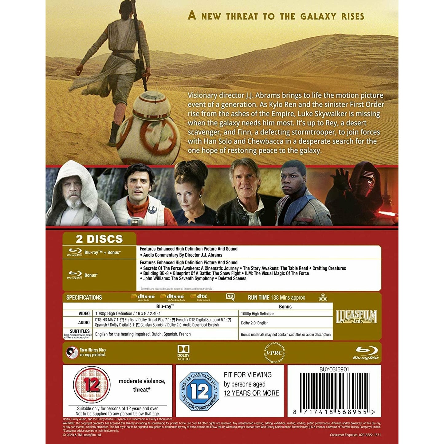 Star Wars, épisode VII : Le Réveil de la Force Blu-ray +étuit  [UK Import]  Version Française