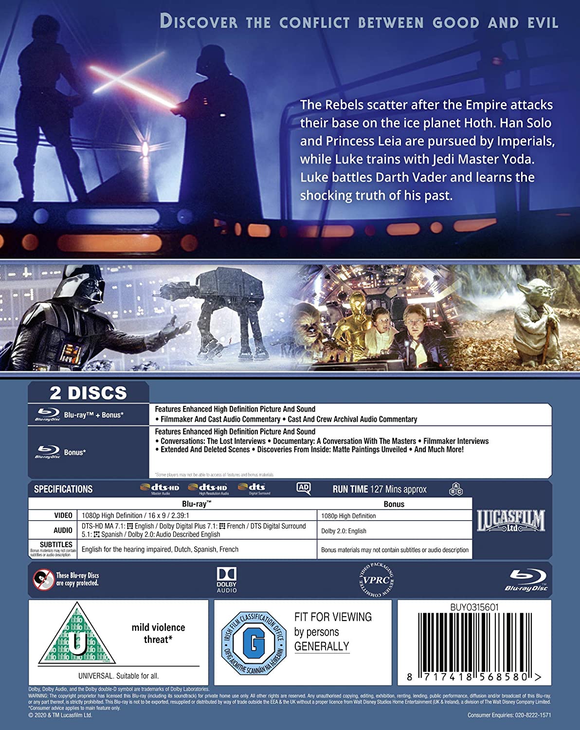 Star Wars, épisode V : L'Empire contre-attaque Blu-ray  [UK Import]  Version Française