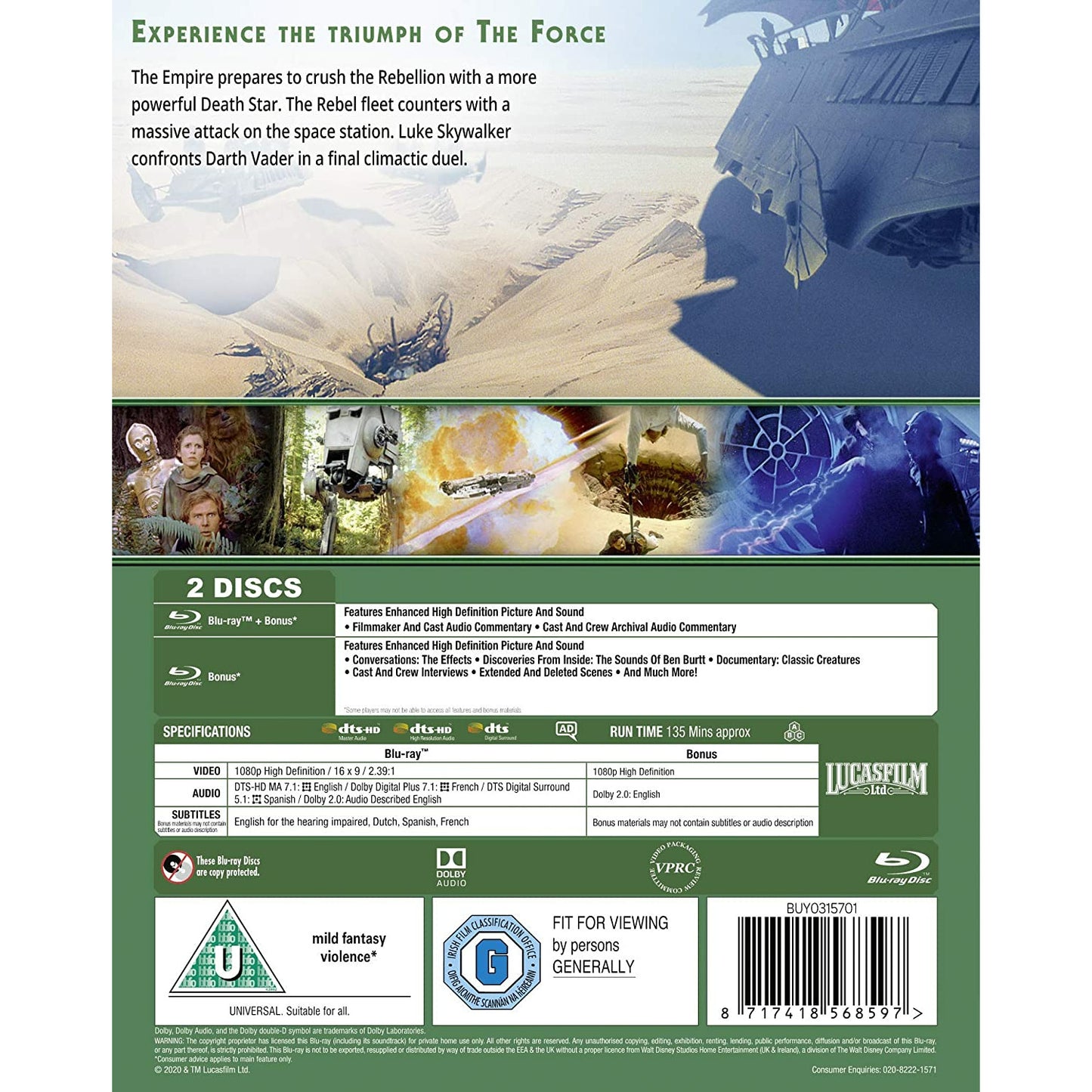 Star Wars : Episode VI - Le retour du Jedi Blu-ray + étuit [UK Import]  Version Française