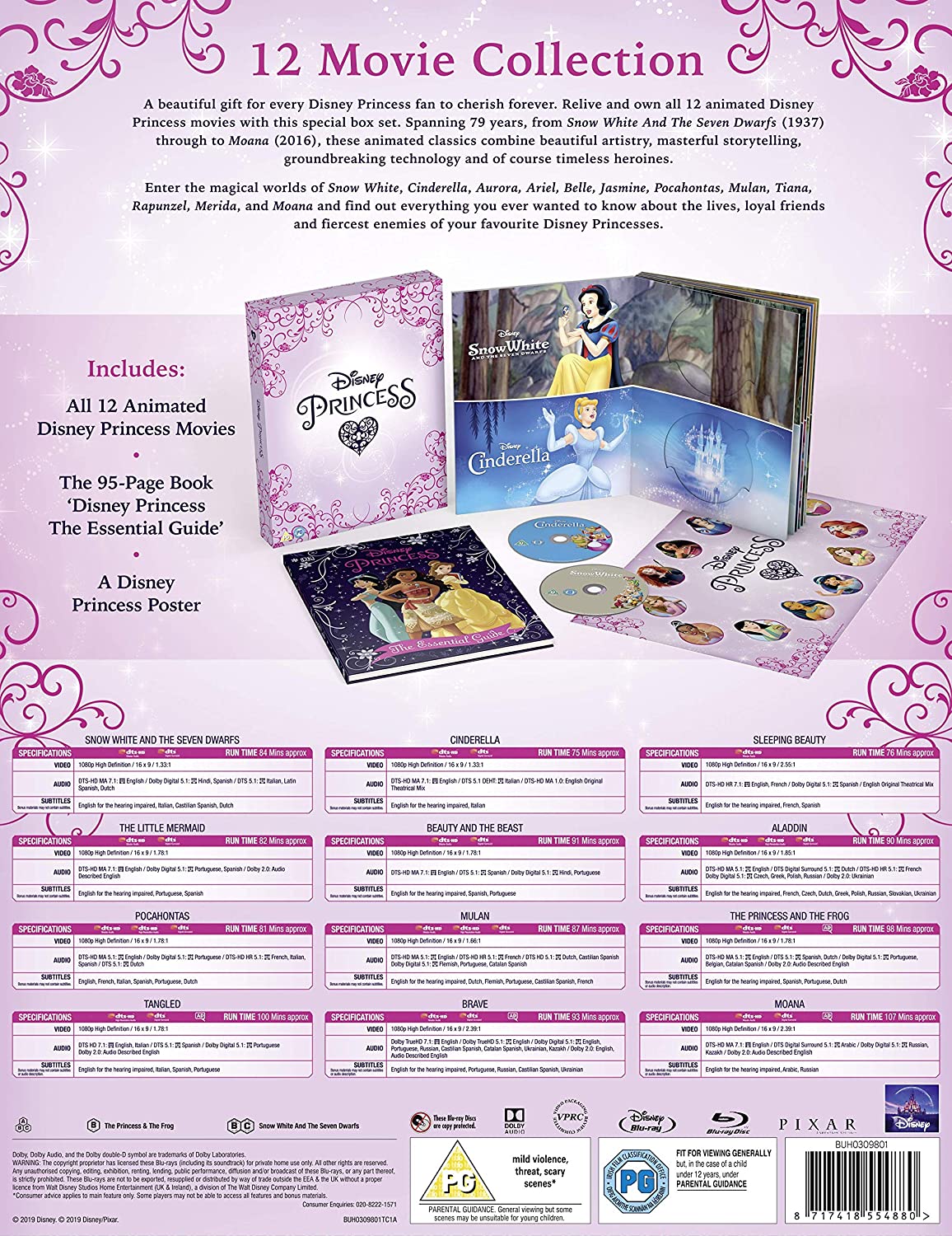 Collection complète Disney Princesse Blu-ray 12 Films  [UK Import] Version Originale