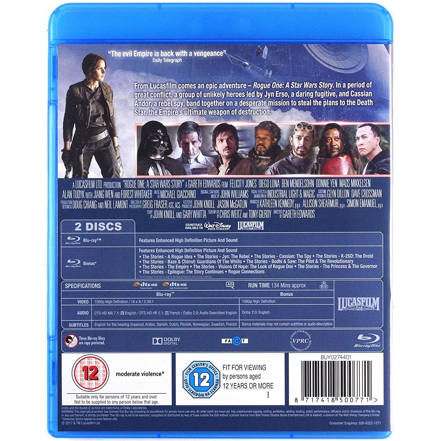 Rogue One: A Star Wars Story Blu-ray +étuit  [UK Import]  Version Française