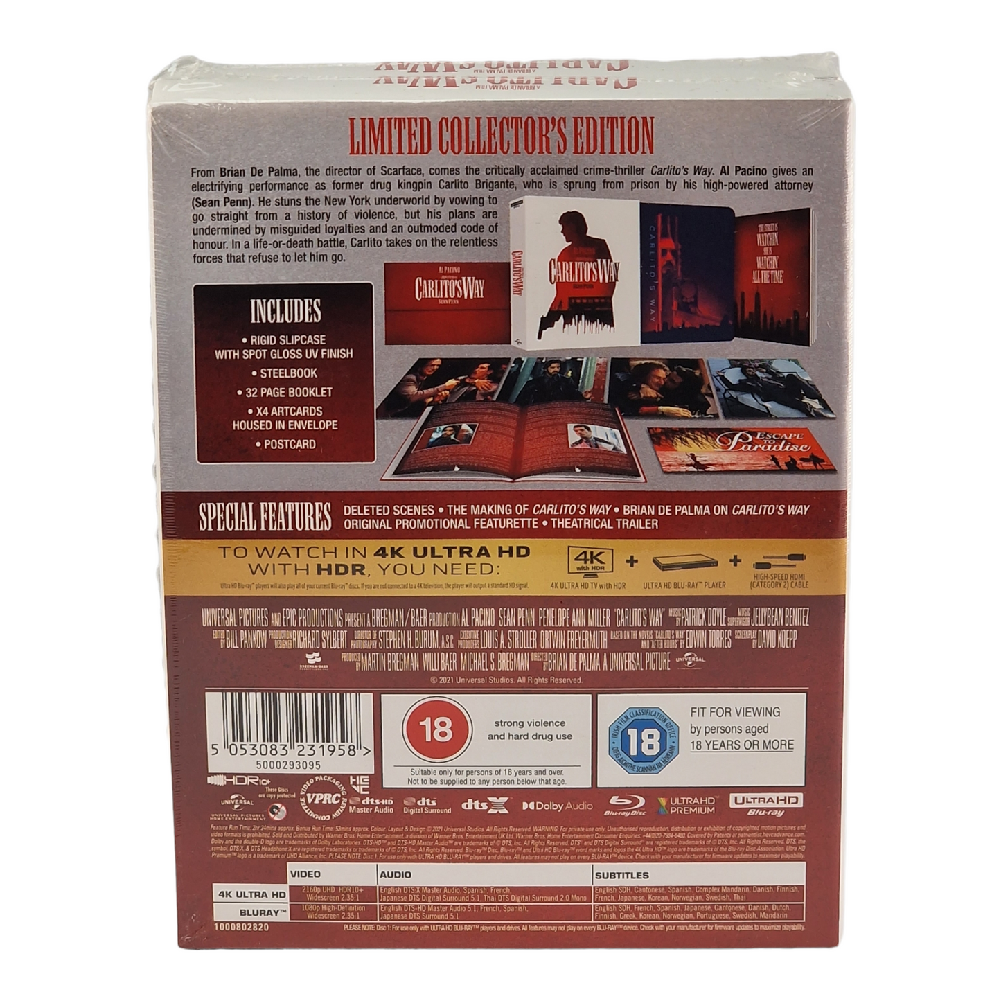 Carlito's Way 4K Ultra HD +Blu-ray SteelBook Collector Zavvi Al Pacino  B [-18]