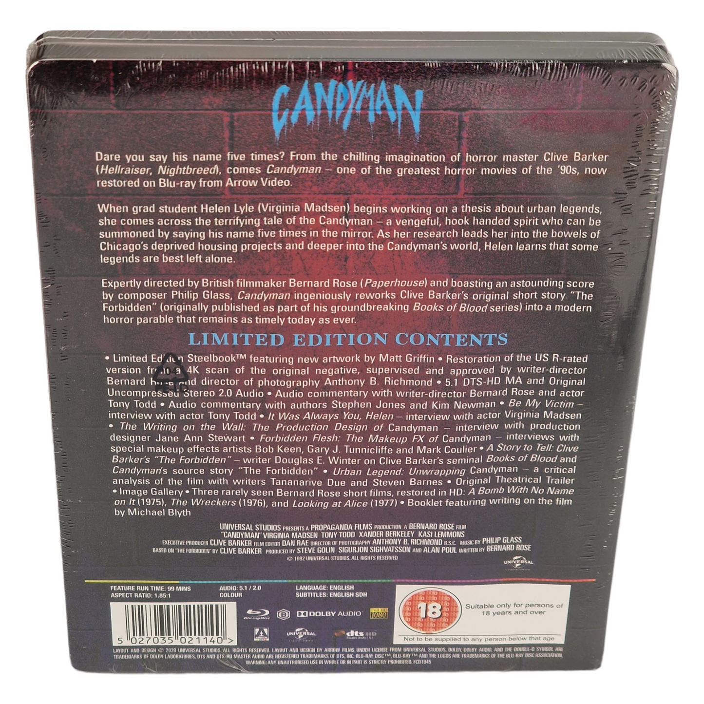 Candyman 1992  Virginia Madsen,Tony Todd Blu-ray  SteelBook Zavvi  Zone B [-18]