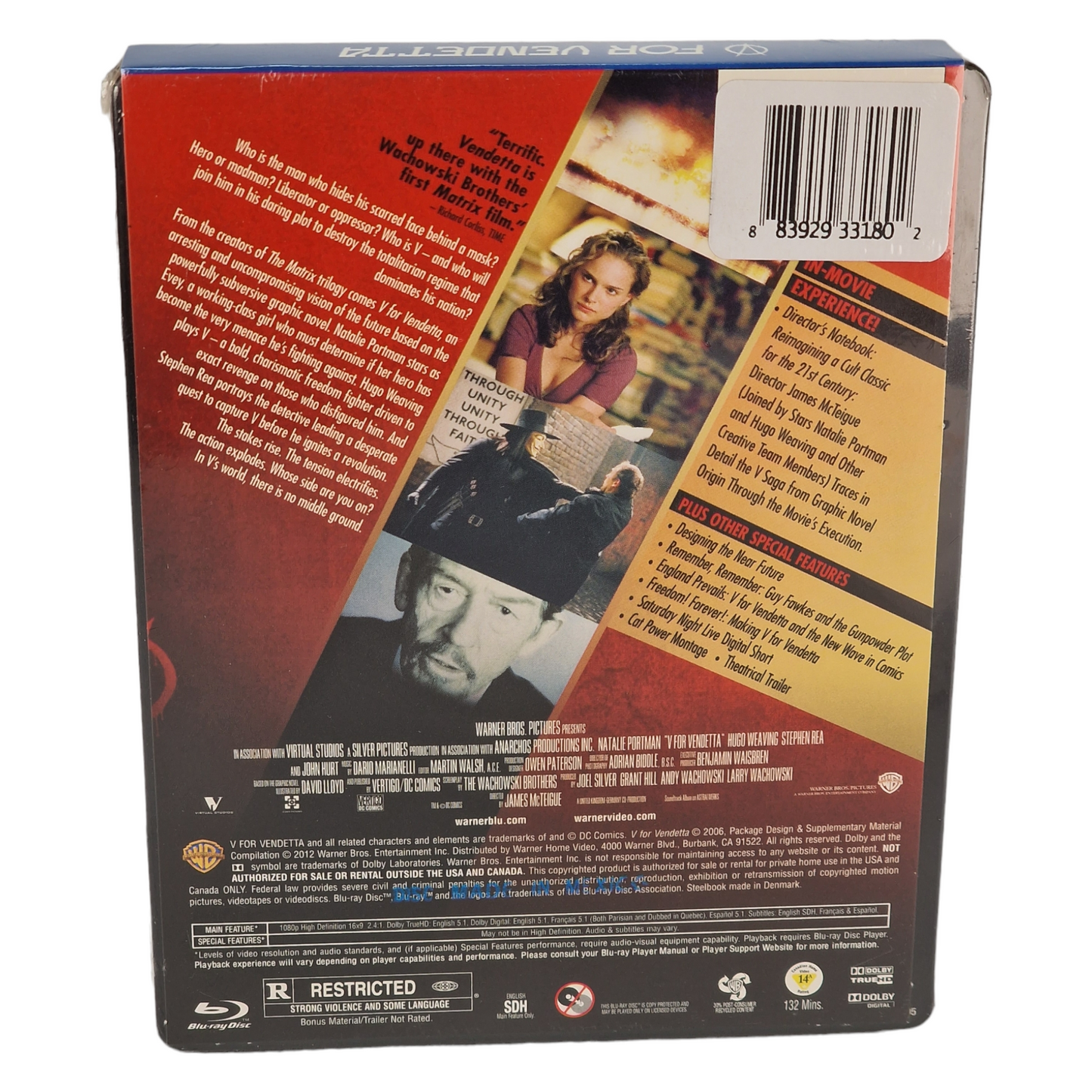 V For Vendetta  Natalie Portman 2005  Blu-ray SteelBook 2013 Region Libre [-18]
