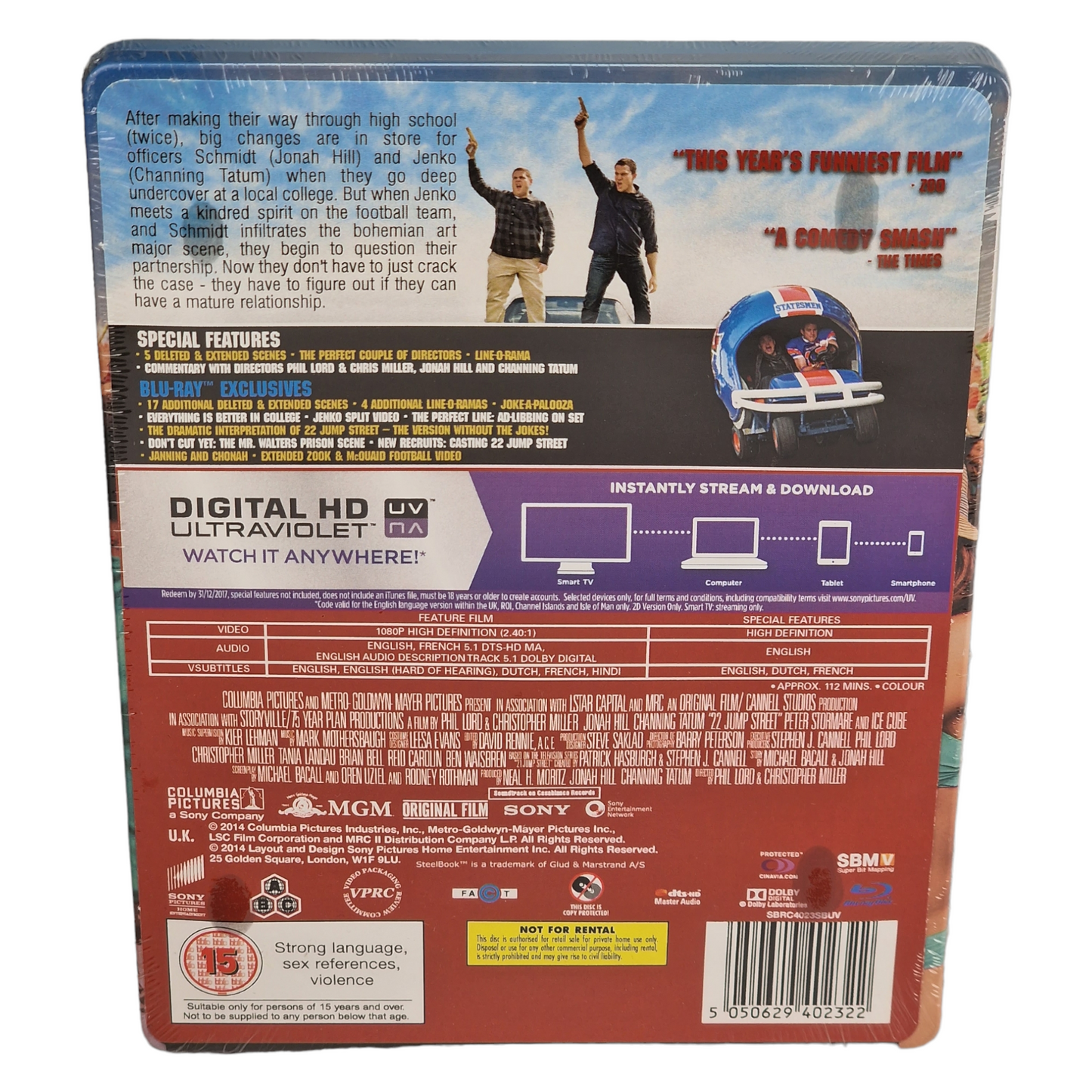 22 Jump Street Blu-ray SteelBook Zavvi édit 4000 Ex Jonah Hil 2014 Zone Libre