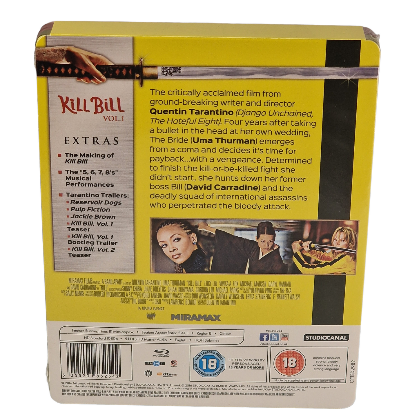 Kill Bill Vol. 1  Quentin Tarantino Blu-ray SteelBook Zavvi 2014 Zone B [-18]