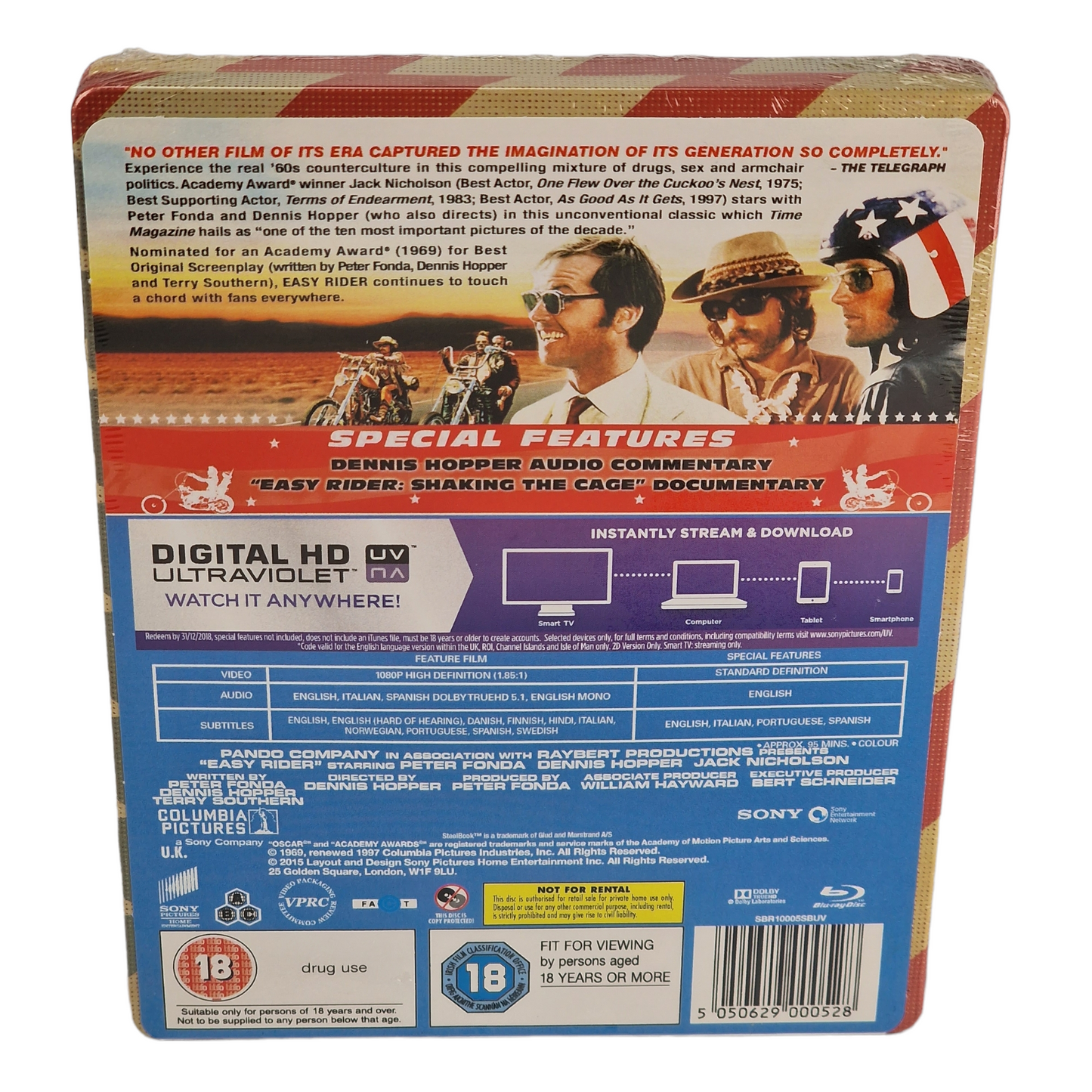 Easy Rider 1969 Blu-ray SteelBook Zavvi Dennis Hopper 2000 Ex 2015 Libre[-18]