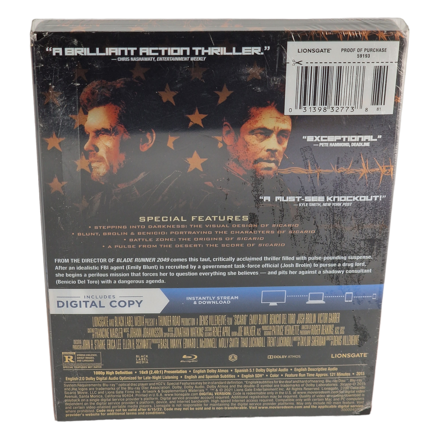 Sicario 2015 Blu-ray Steelbook Target Emily Blunt, Benicio del Toro 2021 Zone A