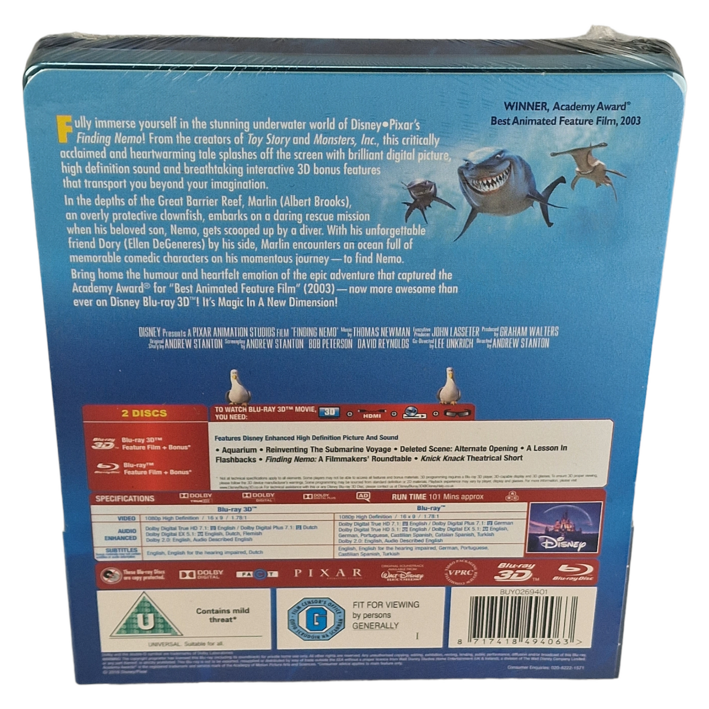 Nemo Blu-ray 3D + 2D Steelbook Zavvi édition Limité Lenticulaire 2016 Region B