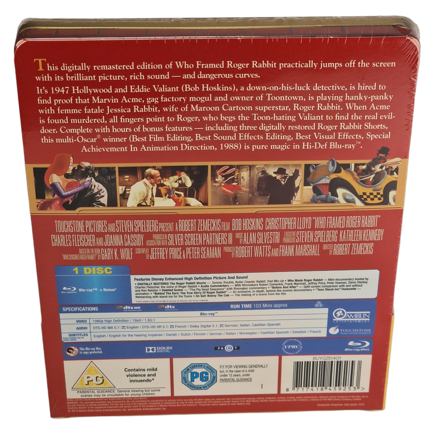 Who Framed Roger Rabbit Blu-ray SteelBook Zavvi Gold  édition Disney Region B