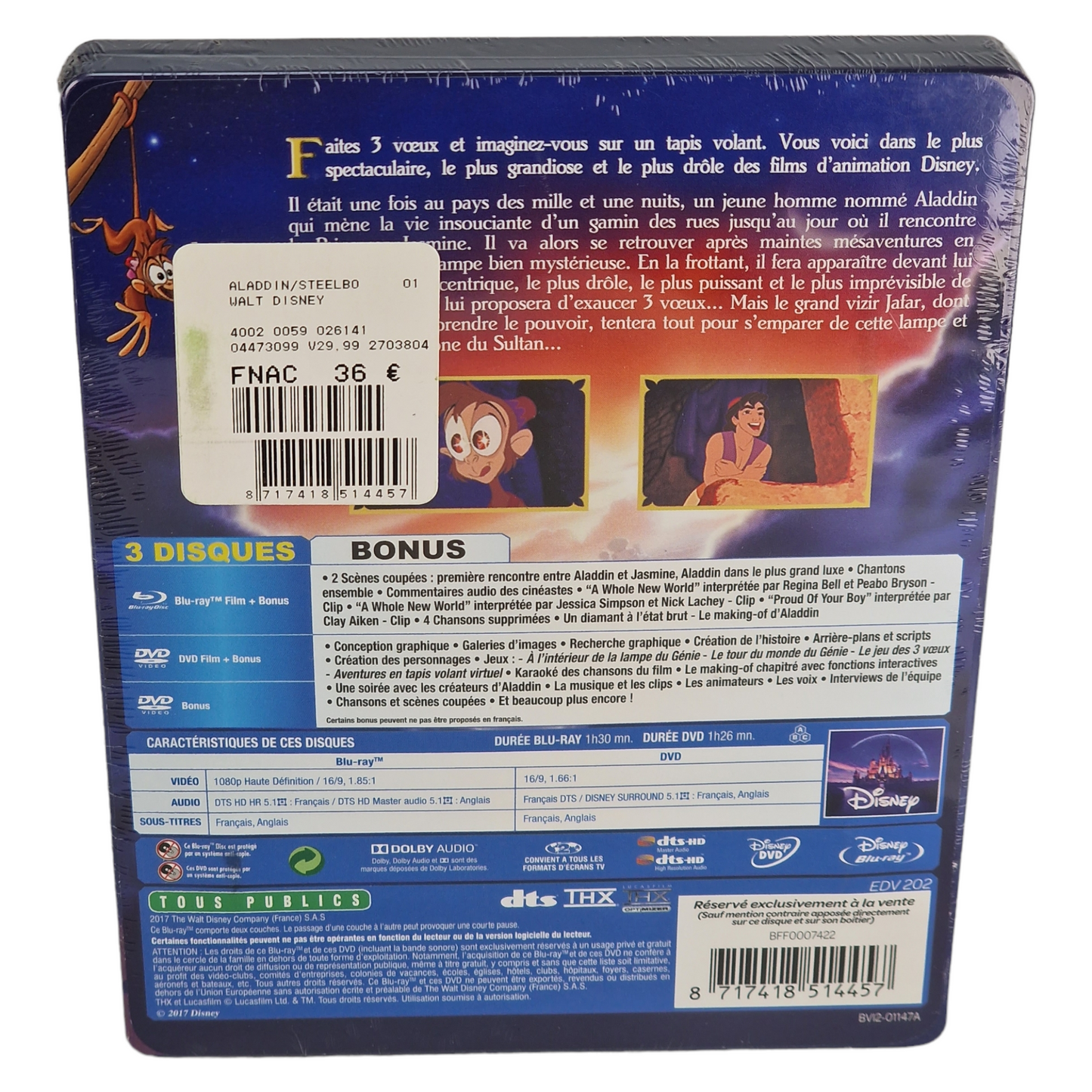 Aladdin Steelbook Fnac Exclusive | Limited Edition / Blu-ray + DVD 2017