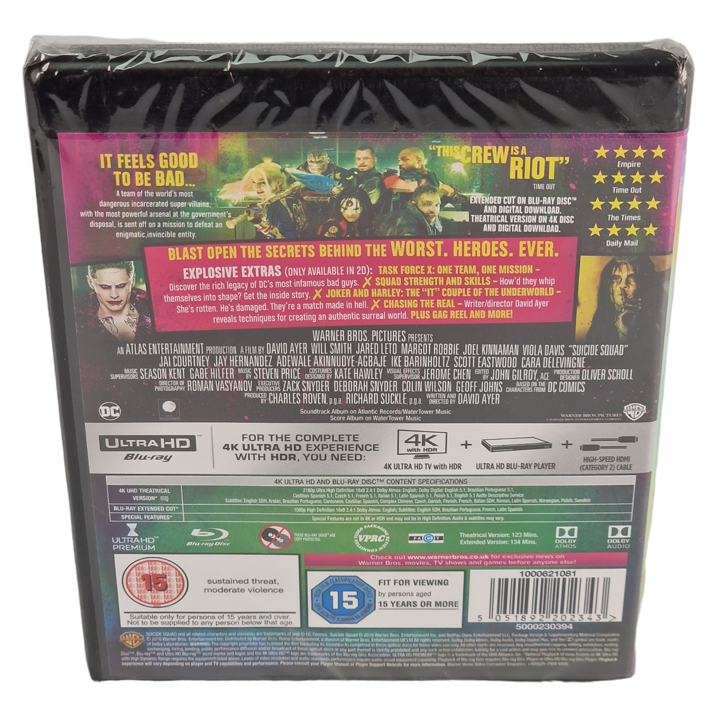 Suicide Squad Blu-ray Includes Extended Cut Will Smith, Jared Leto 2020 région Libre
