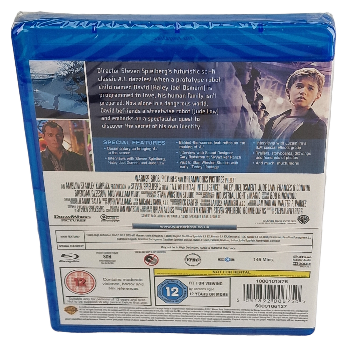 A.I.Intelligence Artificielle Blu-ray  Steven Spielberg  Jude Law région B