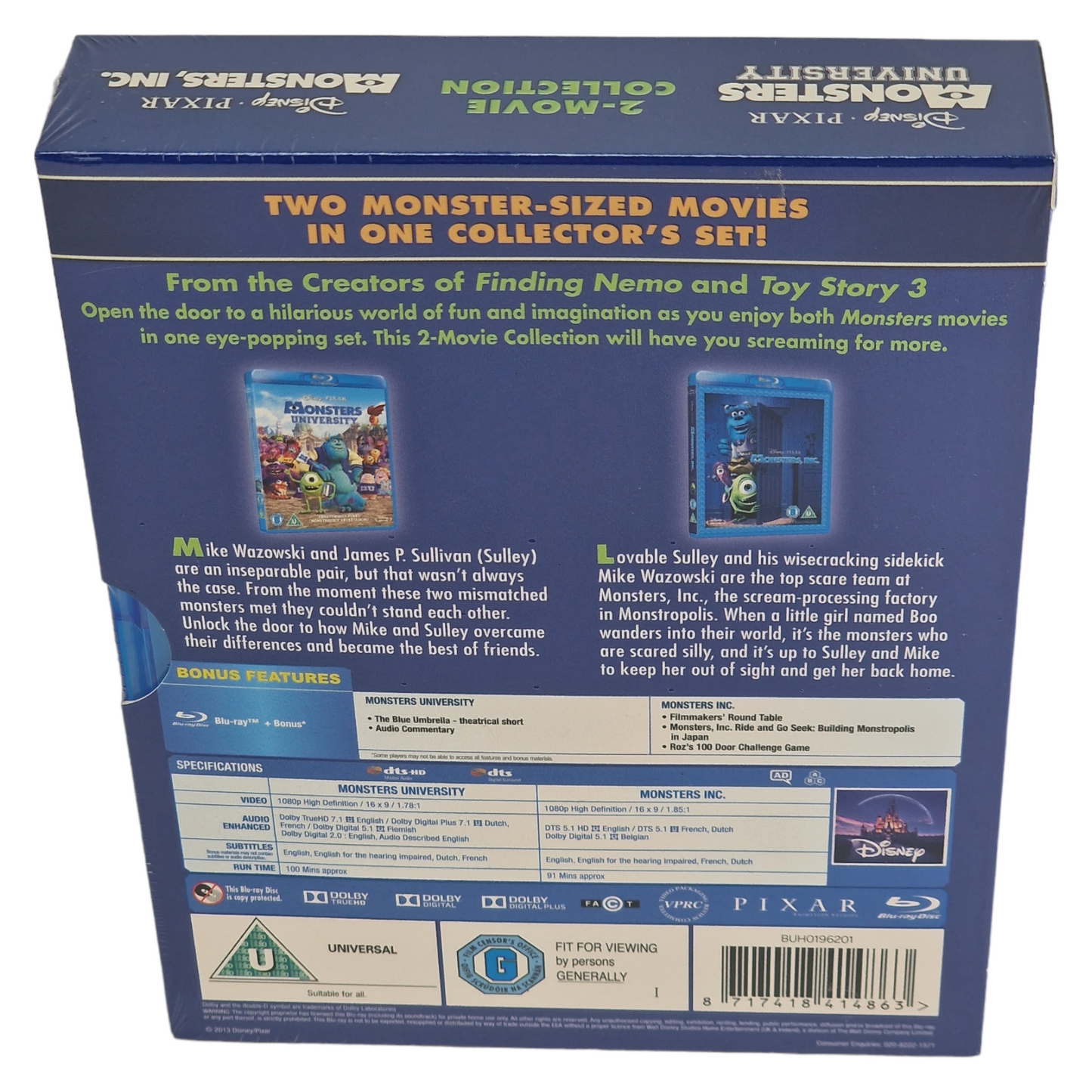 University/Monsters Inc PIXAR / Collection 2 films Blu-Ray VF [UK Import]