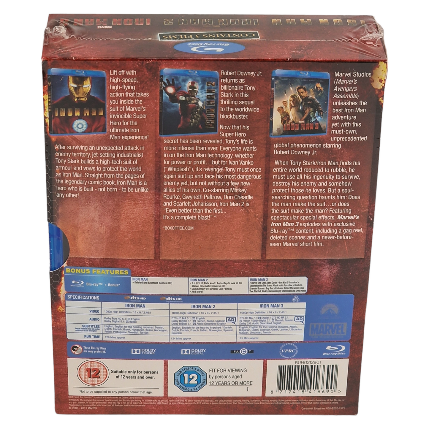 Iron Man: 3 Films Collection Blu-ray [ UK Import]