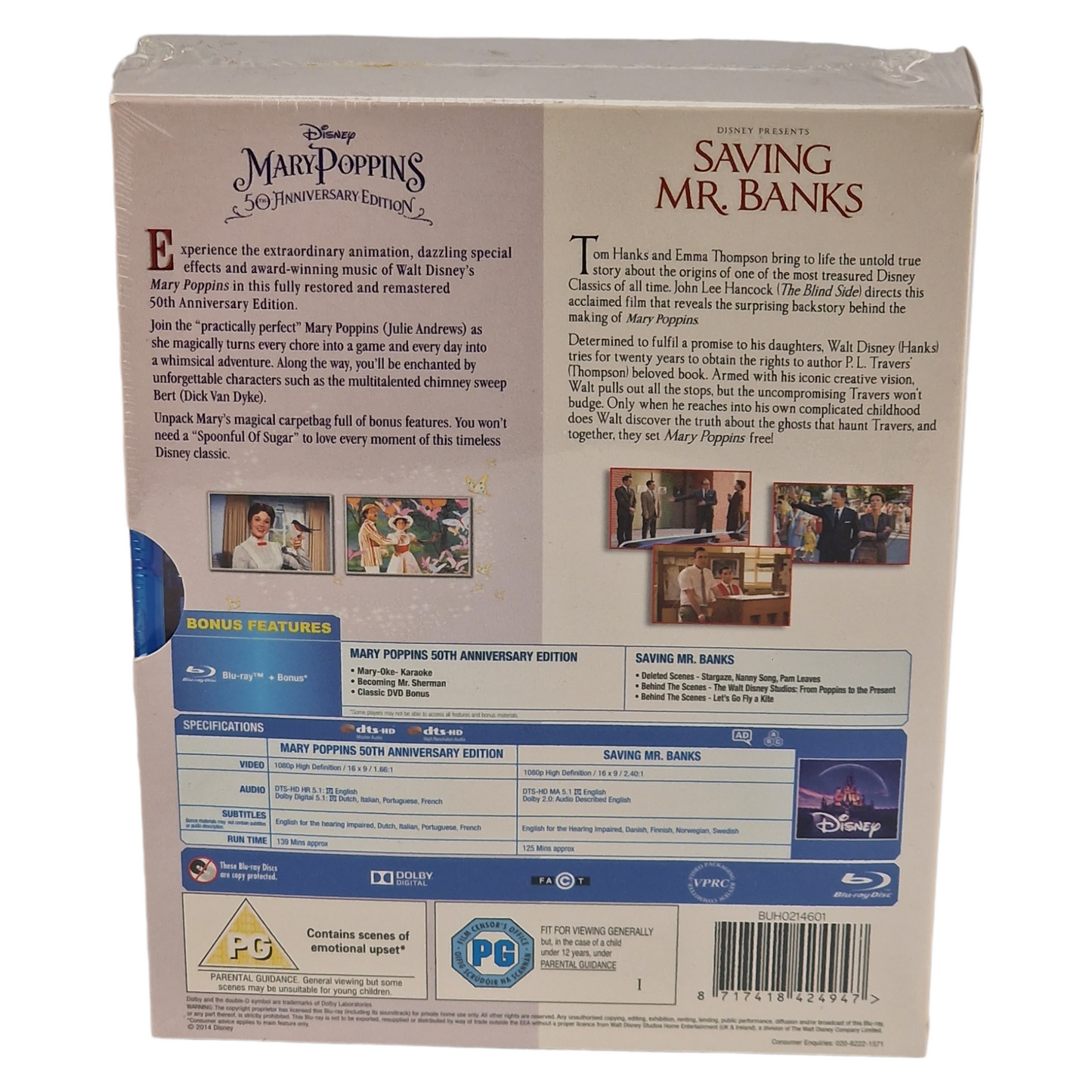 Saving Mr. Banks / Mary Poppins 2 films Disney 50ème Anniversaire Blu-ray [ UK Import]