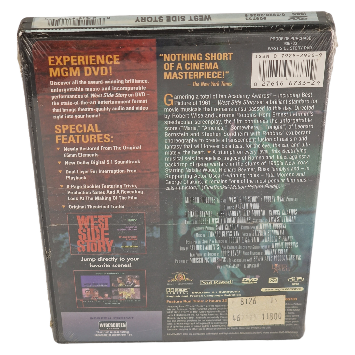 West Side Story DVD US Import VO Région 1 _  1998 Natalie Wood