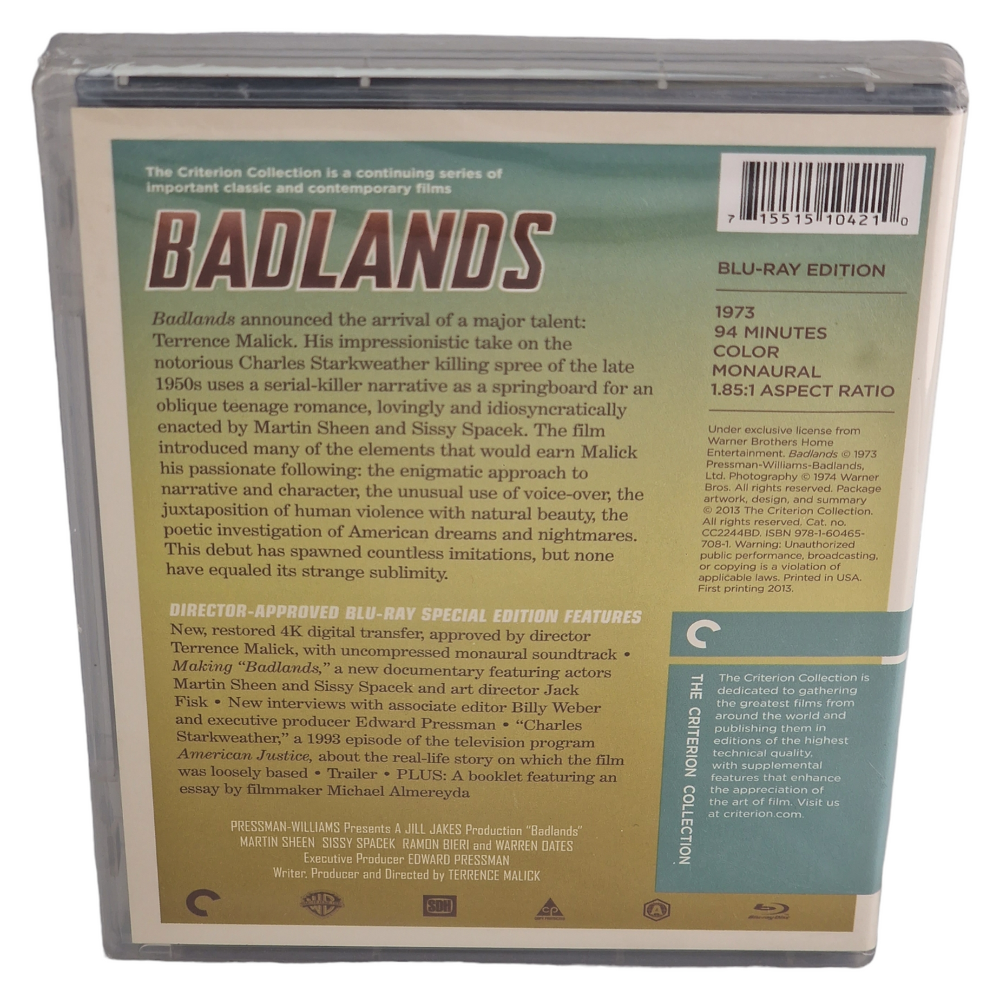 Badlands Blu-ray Criterion Collection US Import VO Region A 2013